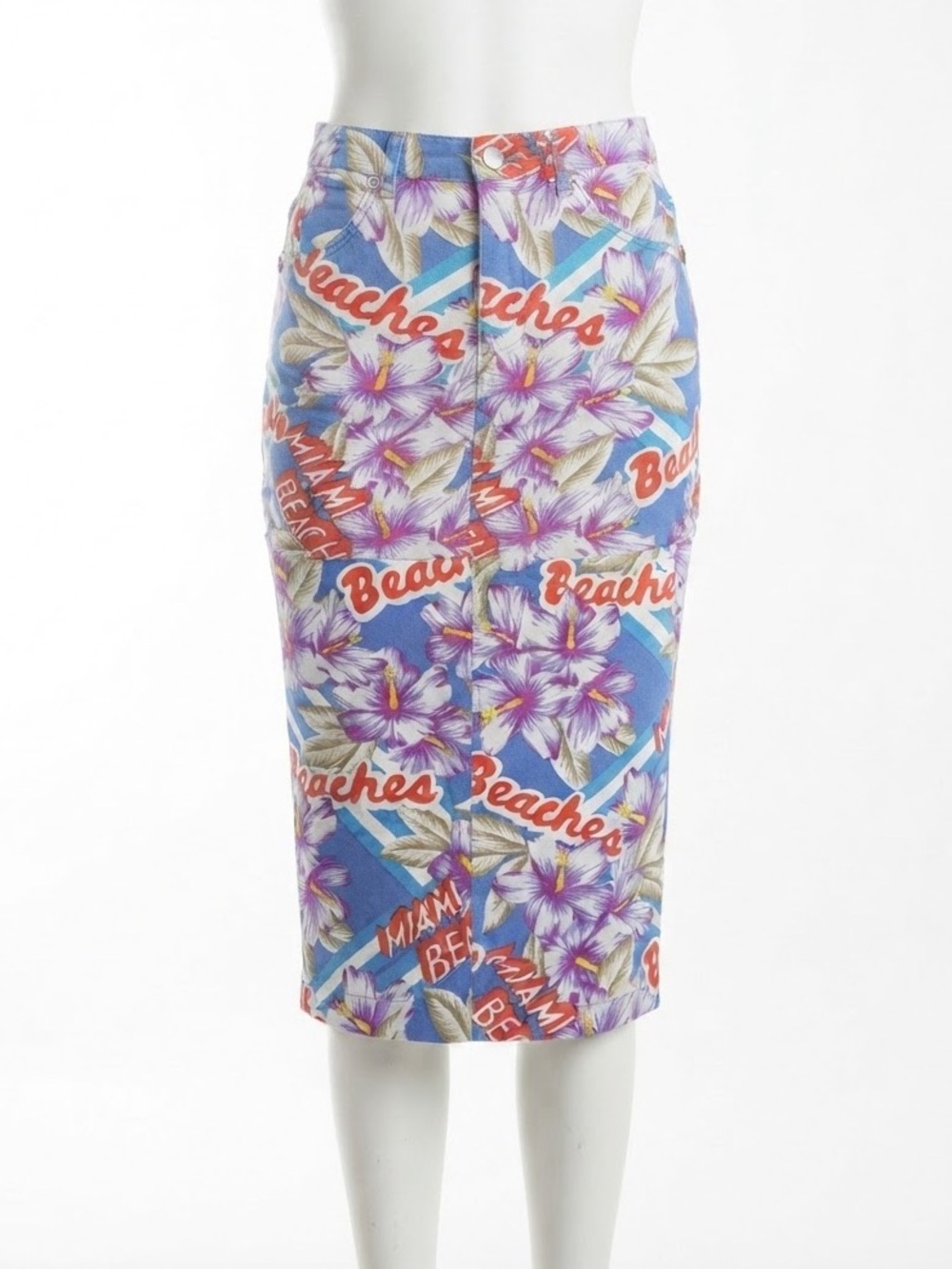Urban Outfitters Linen Midi Skirt Tropical Floral Beach Hawaii Coconut Girl Y2K